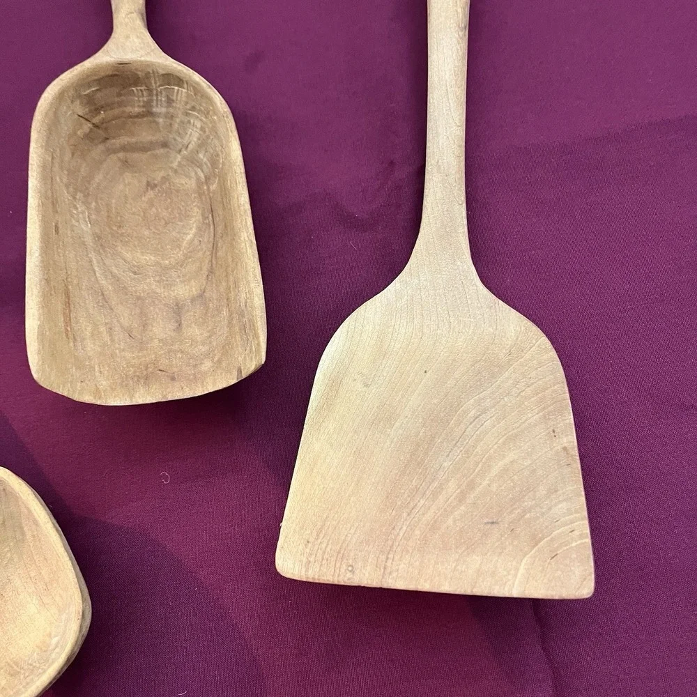 Set Of 3 Vtg Wooden Handmade Scoop Rustic Farmhouse Nuts Oats Kitchen Wall Decor